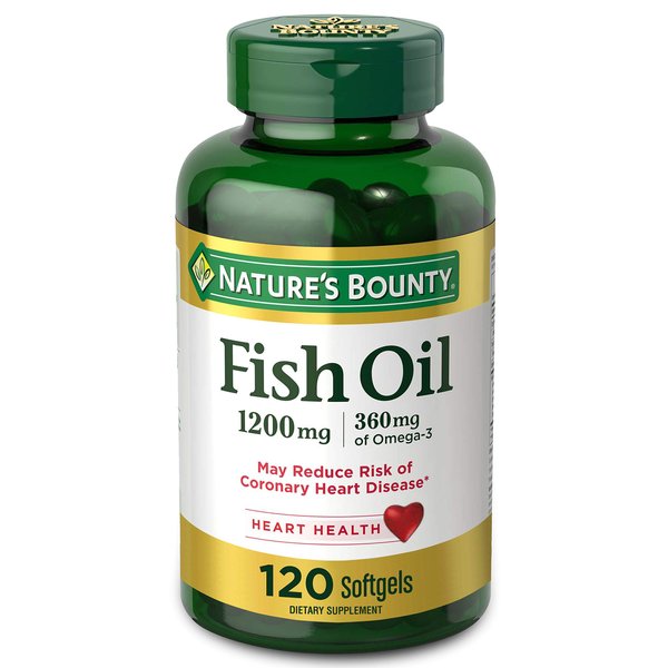 Nature's Bounty Fish Oil, Dietary Supplement, Omega 3, Supports Heart Health, 1200 Mg, 120 Rapid Release Softgels