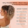 SEIKEA Ponytail Extension, 14" Short Wavy Drawstring Ponytail Lightweight Multi Layered Fake Pony Tails Hair Extensions Natural Soft Clip in Hair Extensions Ponytail Brown to Blonde