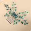 BERYUAN Green Crystal Rhinestone Hair Comb Teardrop Rhinestone Wedding Headpiece Silver Green Crystal Wedding Comb for Women Silver Bridal Headband for Wedding