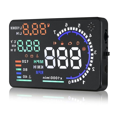 Arestech 5.5 inches A8 OBD2 Windshield HUD Head Up Display with Display RPM MPH Speeding Warning Fuel Consumption Temperature