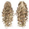 SWACC 12-Inch Short Screw Curls Claw Clip Ponytail Extensions Synthetic Clip in Drawstring Curly Ponytail Hairpiece Jaw Clip Hair Extension (Beige/Blonde Mixed-24H613#)