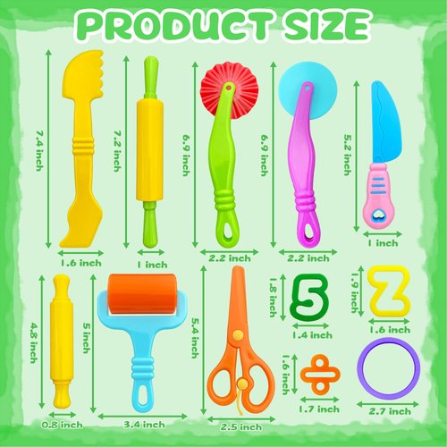 Playdough Tools 55 PCS Play Dough Tools Set for Kids, Play Dough Accessories Plastic Playdough Alphabet Numbers Shapes Cutters,Playdough Rollers,Dough Scissors