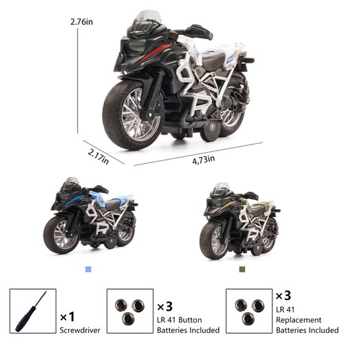 Diecast Motorcycle Toy - Pull Back Toy Cars with Sound and Light Toy,Motorcycle Toys for Boys,Toys for 3-9 Year Old Boys (Blue)