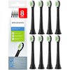 Brushmo Compact Replacement Toothbrush Heads Compatible with Philips Sonicare HX6072, Black 8 Pack