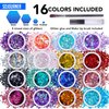 Chunky Holographic Body Glitter I 16 Colors + Glitter Glue for Face Glitter Makeup, Hair, Eye & Fine Glitter Eyeshadow - Perfect for Halloween, Slime, Resin, Tumblers, Craft, Cosmetic & Nail Art