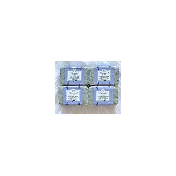 Trader Joe's Lavender With Flowers Lavande Tripple Milled Soap 100% Pure Vegetable Oil With Shea Butter (Case of 4)