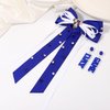 HZEYN Game Day Hair Bows for Women Football Hair Bow Clips Jeweled Crystal Long Tail Satin Ribbon Hair Barrette Sports Team Spirit Game Day Outfits Accessories Gifts White Blue