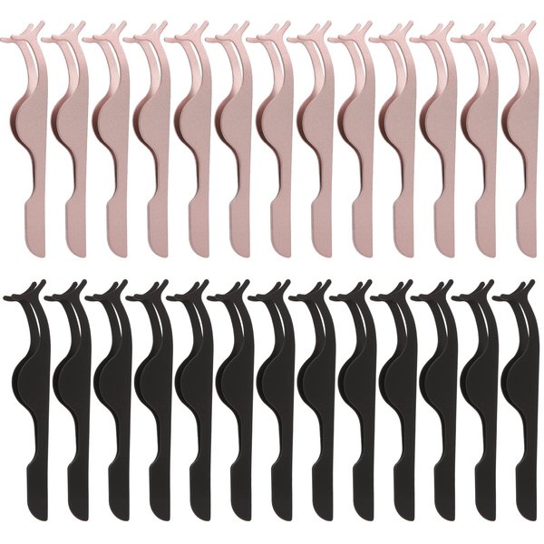 26 Pieces False Eyelashes Applicator Tool - FEITA Professional Falses Eyelash Extension Stainless Steel Clip Remover Tweezers for Lashes Application and Removal Supplies (Gold-Black)