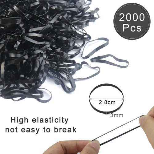 ArtCute 2000 Pcs Black Small Elastic Hair Rubber Bands Baby Hair Ties Mini Soft Elastic Band for Toddler Kids Girls Hair Braids Hair