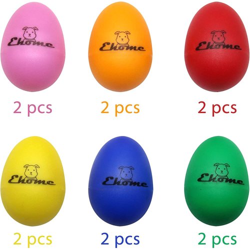 Ehome Christmas Egg Shakers, 12Pcs Egg Shakers Musical Instruments, Egg Shakers for Babies, Plastic Eggs for Toddlers 1-3, Christmas Baby Shaker Toy, 6 Colors Montessori Baby Maracas(Plastic)