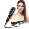 Doortian Mini Hair Straightening Iron with Built-in Comb for travel, Portable Hair Straightener Brush, Ionic Hot Comb Straightener for Women (Black)