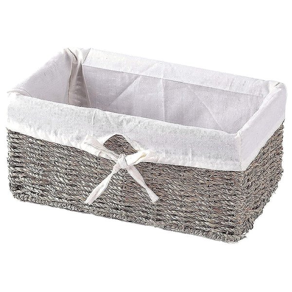 Vintiquewise(TM) Seagrass Shelf Basket Lined with White Lining
