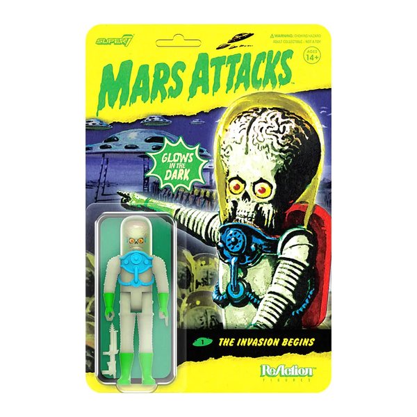 Super7 Mars Attacks Martian The Invasion Begins (Glow) - 3.75" Mars Attacks Action Figure with Accessory Vintage Collectibles and Retro Toys