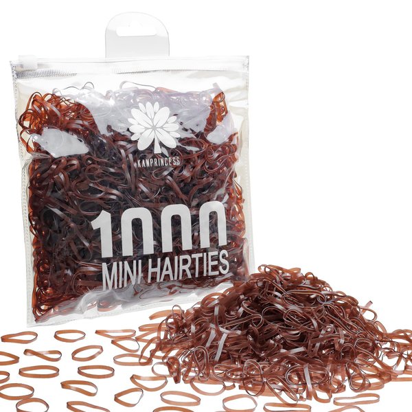 Kanprincess 1000pcs Brown Mini Hair Rubber Bands,Soft Small Hair Ties Bands for Kids Toddlers Girls,Elastic Hair Ties for Hair Styling Ponytails Hair Accessories,No Damage Baby Hair Ties (Brown)