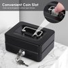 Mini Cash Box with Slot Small Cash Box with Money Tray and Key Lock, Metal Lock Box for Money Safe 4.9" x 3.7" x 2.4" Black
