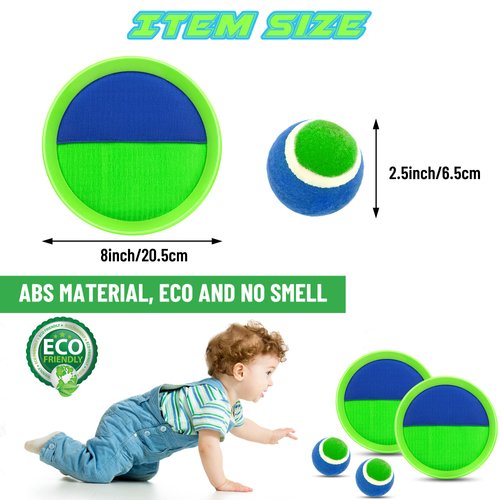 Homotte Toss and Catch Ball Set for Kids Age 3 4 5 6 7 8+ Catch Game Toys, Outdoor Playground Ball Game Set, Outside Toys Backyard Catch Ball with 4 Rackets, 4 Balls, 2 Bags