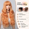 testar Ginger Wig With Bangs Long Wavy Auburn Wigs For White Women Loose Wave Orange Wigs Hair Replacement Heat Resistant Synthetic Wigs For Daily Party Use 26 Inch