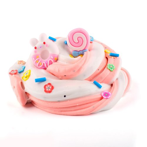 Generic Pink Butter Slime, Lollipop and Round Bunny Add Ins, Super Soft and Non-Sticky, Birthday Gift, Party Favors for Girls Boys, DIY Scented Stretchy Slime Toy(7oz)