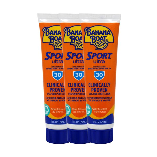 Banana Boat Sport Performance Sunscreen Lotion 30 SPF 1 oz (Pack of 3)