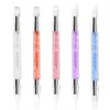 5 Pcs Nail Art Sculpture Pen Dual Tipped Silicone Nail Tools Nail Art Acrylic Pen Silicone Brushes for Resin Nail Art Tools for Design Nail Foil Carving Drawing Effect Shaping