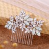 Foyte Crystal Wedding Hair Comb Leaf Bride Headpiece Silver Rhinestone Hair Piece Bridal Side Hair Accessories for Women