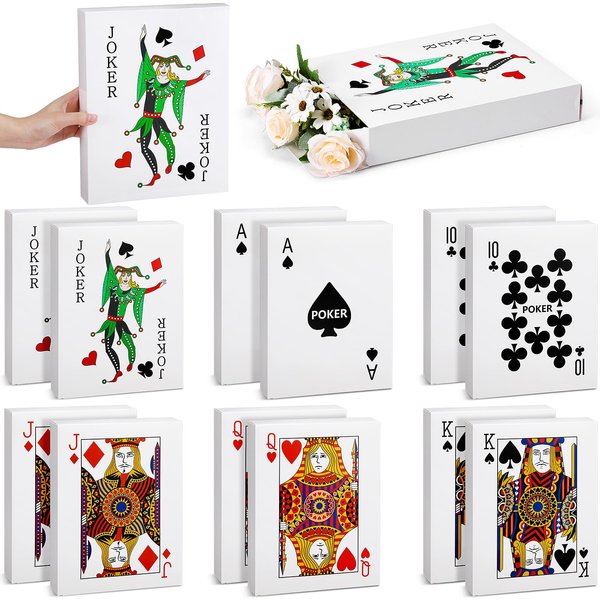 Noveread 12 Pcs Playing Card Centerpieces Casino Poker Cards Party Decoration 11 Inch Playing Cards Favor Boxes Table Decorations for Casino Themed Parties Birthday Supplies