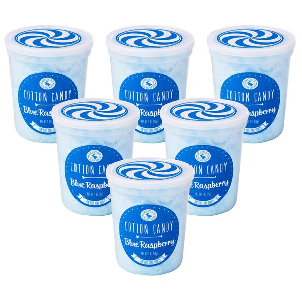 Blue Raspberry Cotton Candy 6 pack – Unique Idea for Holidays, Birthdays, Gag Gifts, Party Favors