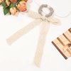 3Pcs Beige Lace Hair Scarf with Ribbon Bow Scrunchies for Women Girls, Pearl Bow Scrunchies for Hair, Ribbon Hair Ties with Bow, Chiffon Hair Ribbon Long Hair Bands Ties Ponytail Holder (Beige)