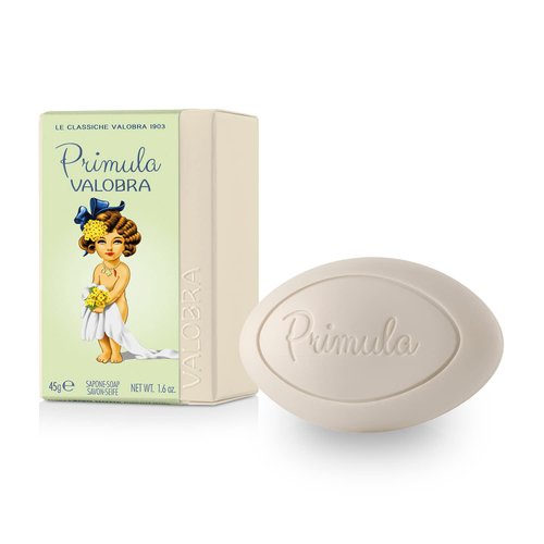 Valobra Bar Soap Primula, Travel Size Soap Bar with Rice Oil, Rose, Lavender & Geranium, 1.6 oz/45g
