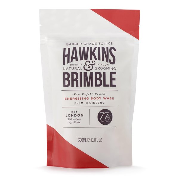 Hawkins & Brimble Bodywash Eco-Refill Pouch 10.1 Fl oz (300ml) - Body wash For Men And Naturally Fragranced - Sustainable Eco Friendly Refill Pouches