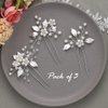 Asooll Pearl Bride Wedding Hair Pins Leaf Bridal Hair Pieces Hair Accessories for Women and Girls (Pack of 3) (Silver)