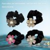 Generic 3 Pack Colorful Handmade Pearl Rhinestone Flower Hair Bows Elastics Bands Bubble Hair Ties Stretchy Rubber Hairbands Floral Hair Rubber Bands Ropes Hair Accessories for Women Girls