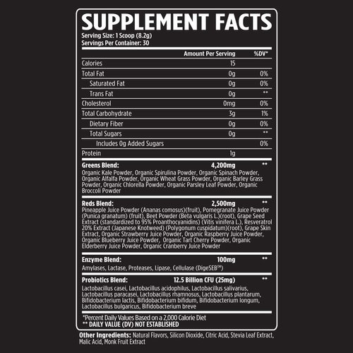 VMI Sports Greens + Reds Advanced Superfood Immunity and Gut Health | Enzymes & Probiotics | 30 Servings (Strawberry Kiwi)