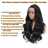 Lenaqueen HD LACE Front Wig Wavy 13X6 Glueless Synthetic Lace Front Wigs Futura Fiber Heat Resistant Synthetic Lace Wigs Pre-plucked Hairline Synthetic Wig for Black Women (Natural Black)