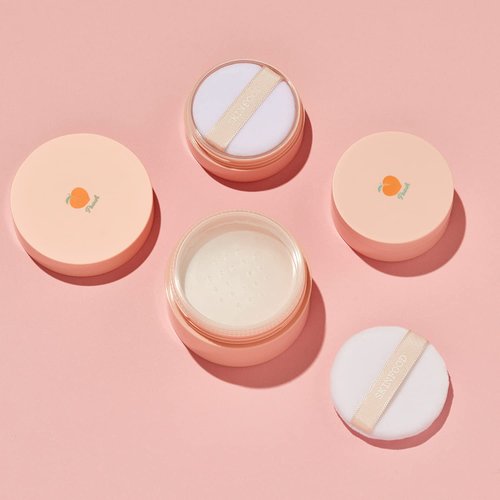 SKINFOOD Peach Cotton Multi Finish Powder 5g - Korean Peach Extract & Calamin Sebum Control Face Powder - Silky Setting Powder - Setting Powder for Oily Skin - Sweet Peach Scent for Soft Skin