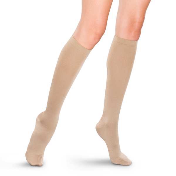 THERAFIRM Women's Support Trouser Socks - 20-30mmHg Moderate Compression Dress Socks (Khaki, XL)