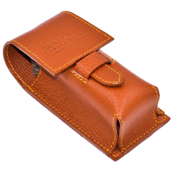 Parker Safety Razor's Genuine Leather Travel Shave Brush Case (Saddle Brown)