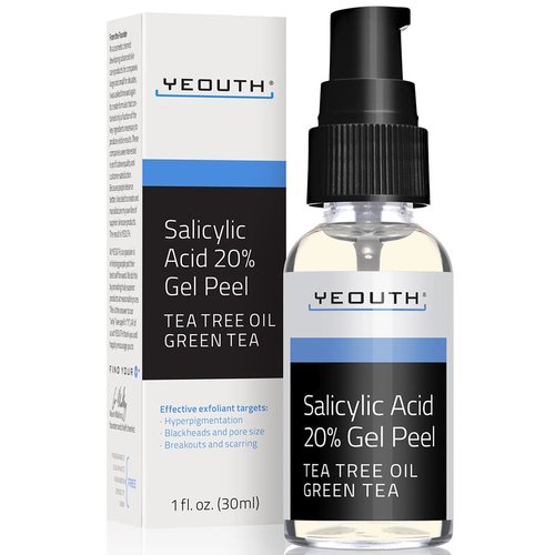 YEOUTH Salicylic Acid Peel for Face 20%, BHA Exfoliator for Clear Skin, Gentle At Home Exfoliator for Face with Green Tea, Salicylic Acid Serum 1oz