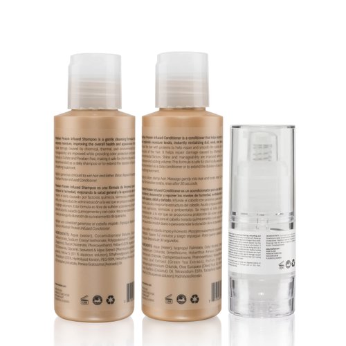 MOEHAIR Travel Size Shampoo and Conditioner set Protein Shampoo (3.4 Fl Oz), Conditioner (3.4 Fl Oz) and Hair Serum (0.51 Fl Oz), Travel Essentials, Travel Size Toiletries