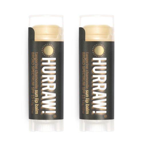 Hurraw! Sun Lip Balm (Zinc Oxide Protection, Broad Spectrum SPF 15, Tangerine, Chamomile), 2 Pack: Organic, Certified Vegan, Gluten Free. Non-GMO, All-Natural. Bee, Shea, Soy & Palm Free. Made in USA