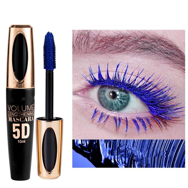 MAEPEOR 5D Silk Fiber Mascara Fuller & Voluminous Colored Mascara Natural Waterproof Smudge-proof Mascara (04 Blue)