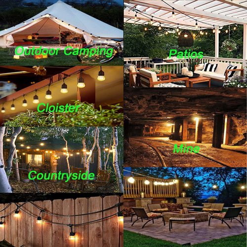 WOODGUILIN Outdoor LED String Lights,Patio Light String,Pendant Light Cord with 4 Pendant Sockets,Waterproof Reusable,13ft E27 Pendant Light Kit No Bulb,for Bar,Garden,Backyard Lighting.(4m)
