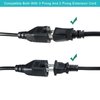 SPARKING Flat Plug Short Power Extension Cord 1.5FT - Low Profile AC Flat Wall Head Short Black Grounded Extension Cord,16AWG SJT,125V 13A Right Angle Small Indoor Appliance Extender Cord [1PACK]