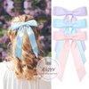 3Pcs Hair Bows for Women Pink Purple Blue Double-Layer Long Tail Bow Hair Clip Hair Ribbon Coquette Bow Barrettes Hair Accessories Gift for Girls Toddlers