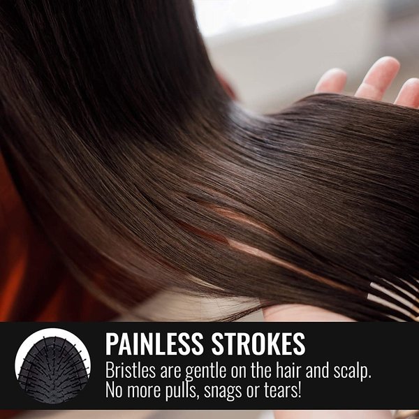 HAI DETANGLER - Premium Smoothing Paddle Brush for Wet or Dry Hair - Midnight Black