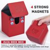 ZLCA Card Deck Box for Trading Cards with 2 Dividers, Card Storage Box Fits 100+ Single Sleeved Cards, PU Leather Strong Magnet Card Deck Case Holder for Magic Commander TCG CCG （Red,Emperor Dragon）
