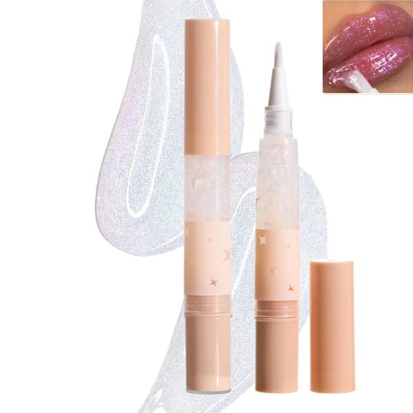 HUDABABY Shiny And Glossy Lip Gloss Rotary Pen, Sparkling And Long-Lasting Lip Gloss, Moisturizing And Bright Lip Makeup, Three-Dimensional Plump Lip Gloss (05# FLECHAZO)