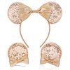 Akkya Mouse Ears Headband Hair Clips Accessories for Women Girl Kid Adult Birthday Party Princess Park Costume Mini Bow Gift Glod