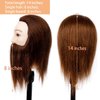 Stancia Male Mannequin Head,Training Head with 100% Human Hair,14” Barber Mannequin Head, Hairdresser Manikin Head, Training Doll Head for Hair Styling and Practice(with Beard,Dark Brown)