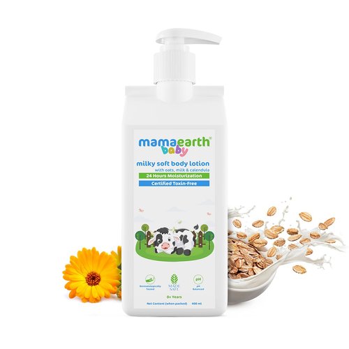 MAMAEARTH Milky Soft Body Lotion for Babies | Nourishing Oats, Milk & Calendula Infused Baby Moisturizer | Gentle Irritation-Free Formula for Delicate Skin | 13.53 Fl Oz (400ml)